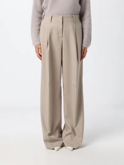 Herno High-waisted Technical Fabric Palazzo Trousers With Pleats In Neutral