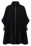 Herno Black Sable-finish Wool Cape-like Coat In Black