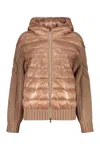 Herno Resort Full-zip Wool Sweater With Quilted Detail In Brown