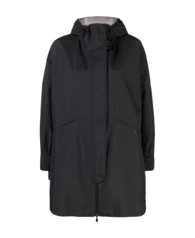 Herno Hood Zip-fastening Coat In Black