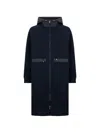 Herno Cotton Drawstring Hood Coat In Blue
