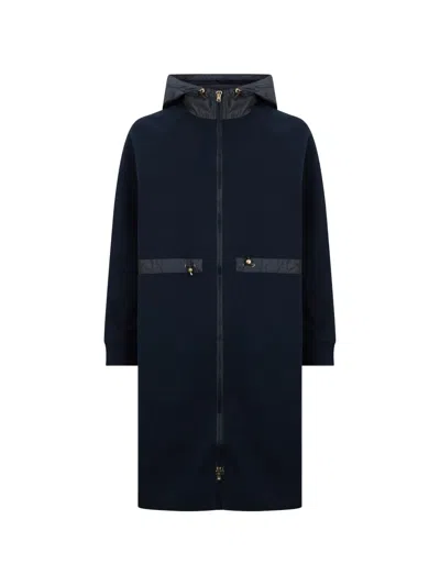 Herno Hood Zip-fatsening Coat In Blue
