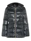 Herno Hooded Long Sleeve Quilted Down Jacket In Blue