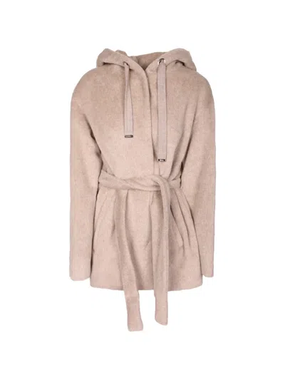 HERNO HOODED BELTED COAT