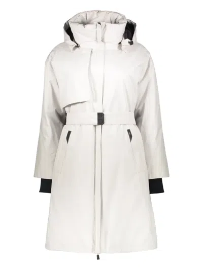 Herno Hooded Belted Coat In White