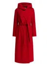 Herno Hooded Belted Double-breasted Coat In Red