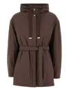 Herno Jacket Stretch Nylon Belted Waist In Brown
