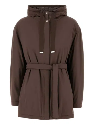 HERNO HOODED BELTED JACKET