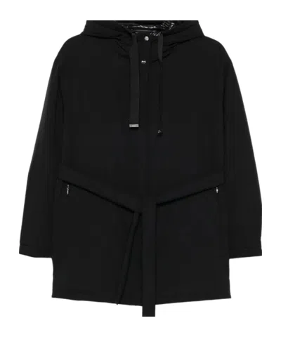 HERNO HOODED BELTED JACKET