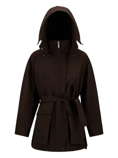 HERNO HOODED BELTED JACKET