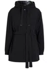 Herno Hooded Belted Shell Jacket In Black