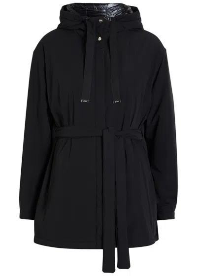 Herno Hooded Belted Shell Jacket In Black