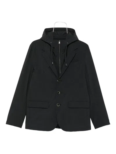 Herno Tailored Black Jacket With Detachable Hood