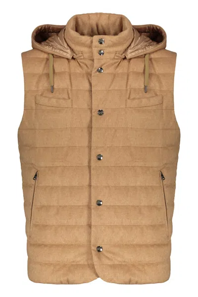 Herno Hooded Bodywarmer In Camel