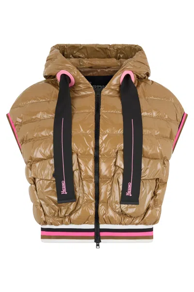 Herno Hooded Bodywarmer In Sand