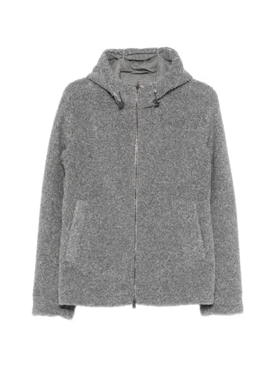 HERNO HOODED BOUCLÉ-EFFECT COAT