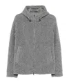 Herno Hooded Bouclé-effect Coat In Gray