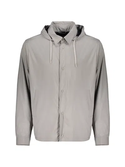 Herno Hooded Button Jacket In Gray