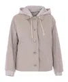 Herno Hooded Buttoned Jacket In Neutral