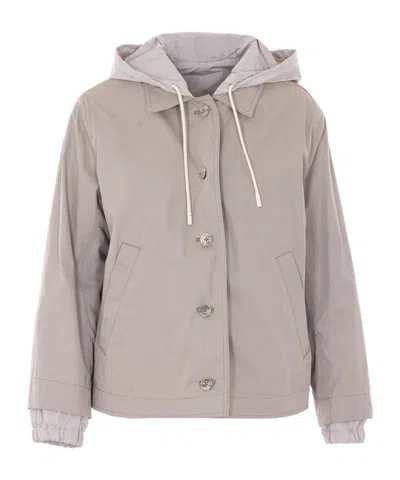 Herno Hooded Buttoned Jacket In Neutral