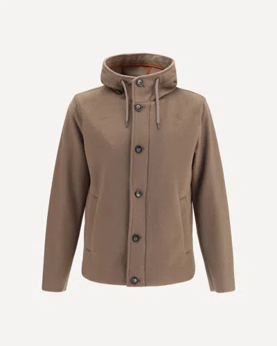 Herno Hooded Button-front Jacket In Nude