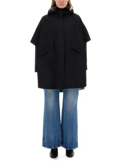 Herno Hooded Cape In Black