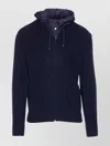 Herno Hooded Cardigan With Removable Detail And Pockets In Blue