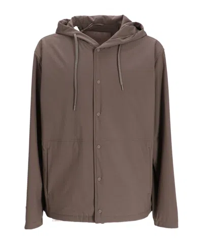 Herno Hooded Button-fastening Jacket In Brown