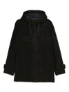 Herno Hooded-check Coat In Black