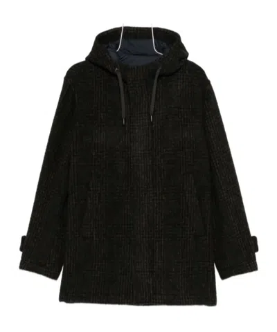HERNO HOODED-CHECK COAT