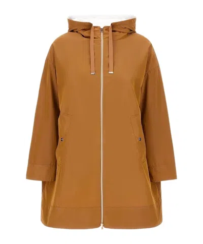 Herno Hooded Coat In Brown