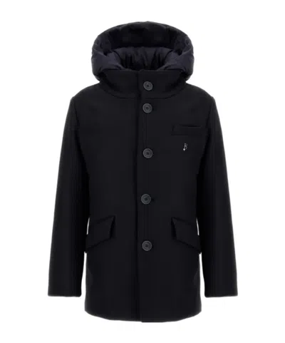 Herno Kids' Hooded Coat In Black