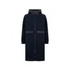 Herno Cotton Drawstring Hood Coat In Blue