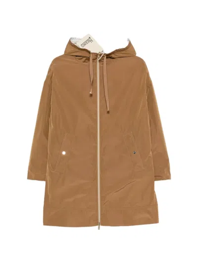 Herno Hooded Coat In Brown