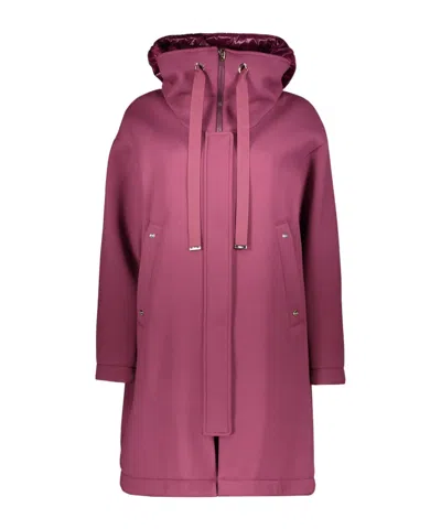 Herno Hooded Coat In Purple