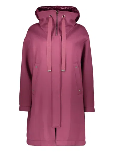 Herno Hooded Coat In Purple
