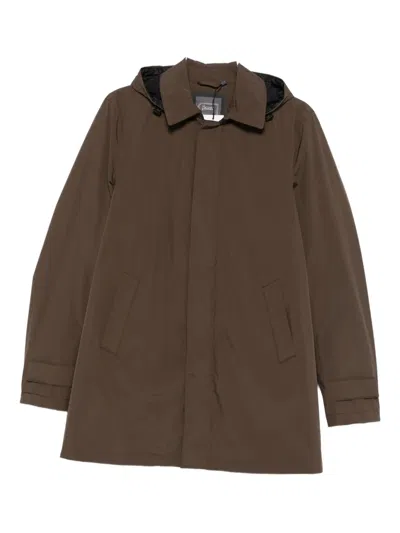 Herno Hooded Concealed-zip Coat In Black