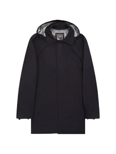 Herno Hooded Concealed-fastening Coat In Black