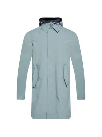 Herno Hooded Concealed-fastening Coat In Green
