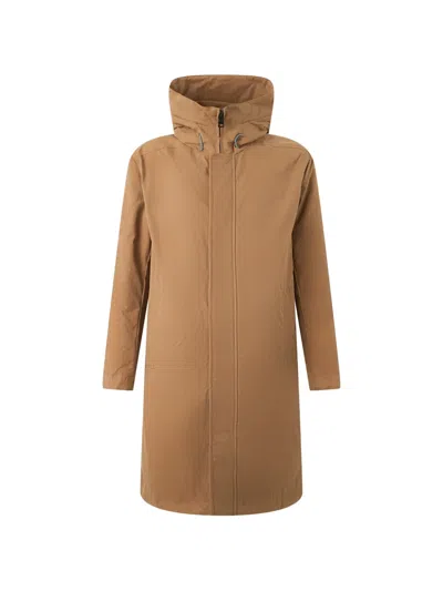 Herno Hooded Concealed-fastening Coat In Brown