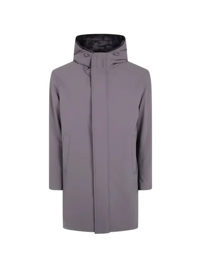 Herno Hooded Concealed-fastening Jacket In Purple