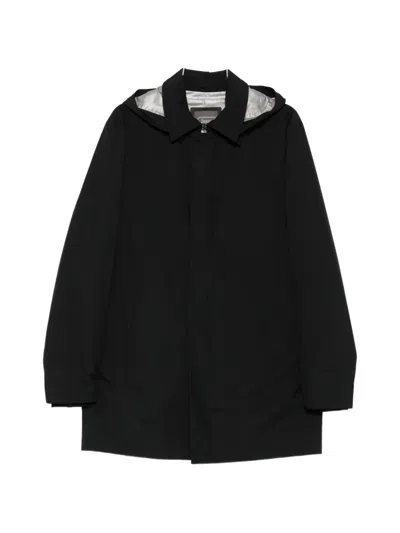 Herno Hooded Concealed-fastening Raincoat In Black