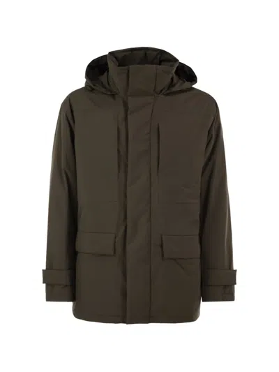 Herno Hooded Concelaed-fastening Parka In Brown