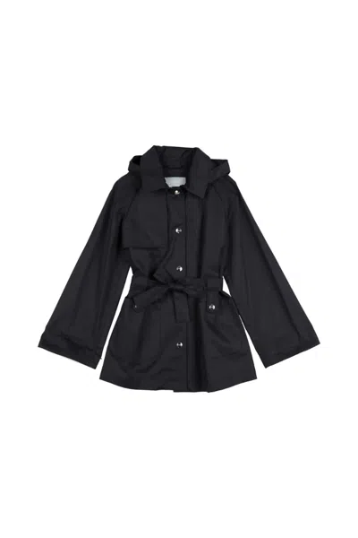 Herno Kids'  Hooded Cotton Coat In Black