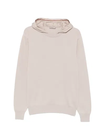 Herno Hooded Cotton Sweater In Neutral