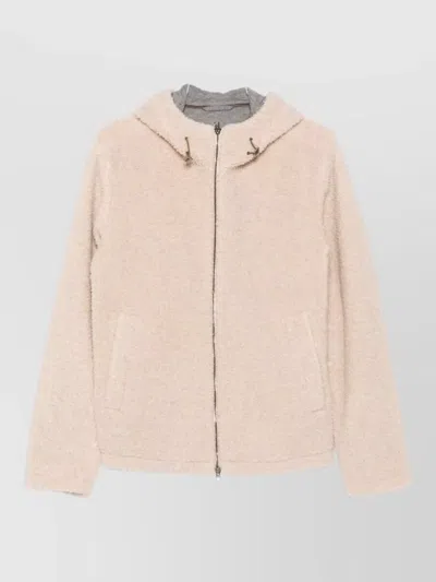 Herno Hooded Down Coat Long Sleeves Pockets In Neutral
