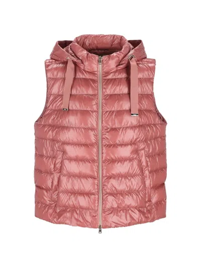 Herno Hooded Down Gilet In Pink