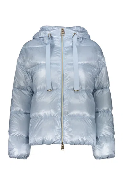 Herno Hooded Down Jacket In Blue