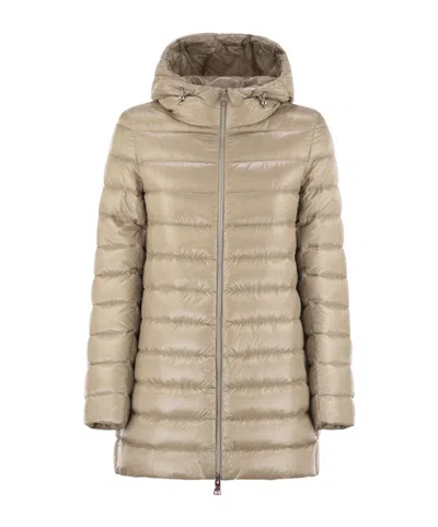 Herno Hooded Down Jacket In Brown