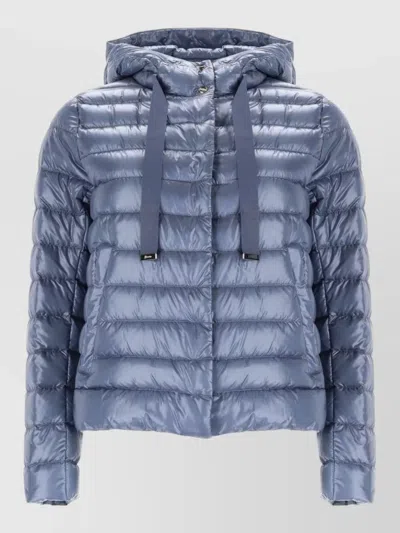 Herno Hooded Down Jacket Drawstring Long Sleeves In Blue